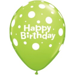 Happy Birthday Polka Dot green Latex 11in/27.5cm